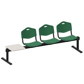 Bancă ISO ansamblu în linie 2 scaune cu o masuță, lungime 2345 mm, șezut din plastic, culoare verde, cadru negru