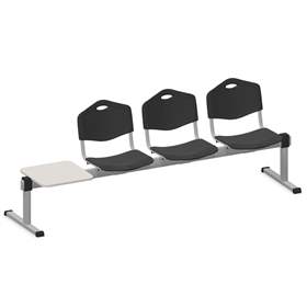 Sitzbank ISO 3 Sitze mit Ablagestisch, Länge 2345 mm, Kunststoffsitz, Farbe anthracit, Gestell Aluminium-Farbe