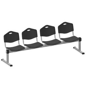 Sitzbank ISO 4 Sitze, Länge 2345 mm, Kunststoffsitz, Farbe anthracit, Gestell Aluminium-Farbe