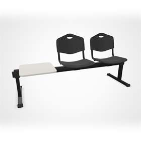 Sitzbank ISO 2 Sitze mit Ablagestisch, Länge 1780 mm, Kunststoffsitz, Farbe anthracit, Gestell schwarz