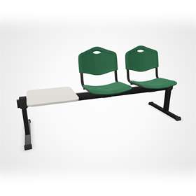 Sitzbank ISO 2 Sitze mit Ablagestisch, Länge 1780 mm, Kunststoffsitz, Farbe grün, Gestell schwarz