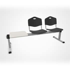 Sitzbank ISO 2 Sitze mit Ablagestisch, Länge 1780 mm, Kunststoffsitz, Farbe anthracit, Gestell Aluminium-Farbe