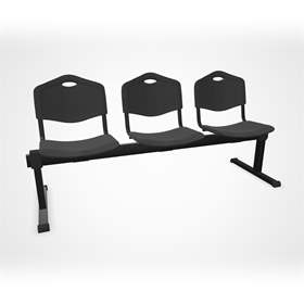Sitzbank ISO 3 Sitze, Länge 1780 mm, Kunststoffsitz, Farbe anthracit, Gestell schwarz