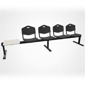Sitzbank ISO 4 Sitze mit Ablagestisch, Länge 2910 mm, Kunststoffsitz, Farbe anthracit, Gestell schwarz