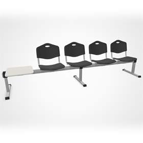 Sitzbank ISO 4 Sitze mit Ablagestisch, Länge 2910 mm, Kunststoffsitz, Farbe anthracit, Gestell Aluminium-Farbe