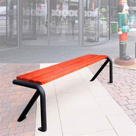 Parkbank Lyon, ohne Rückenlehne, Stahlrohrkonstruktion mit Massivholzleisten Farbton Mahagoni, Länge 1,83 m