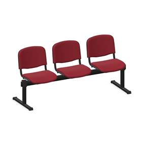 Lavice ISO trojsedák, dľžka 1780 mm, sedák čalúnený červený, podnožie čierne