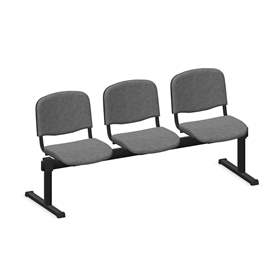 Sitzbank ISO 3 Sitze, Länge 1780 mm, Sitz gepolstert, Farbe grau, Gestell schwarz