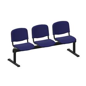 Sitzbank ISO 3 Sitze, Länge 1780 mm, Sitz gepolstert, Farbe blau, Gestell schwarz
