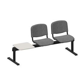 Sitzbank ISO 2 Sitze mit Ablagestisch, Länge 1780 mm, Sitz gepolstert, Farbe grau, Gestell schwarz