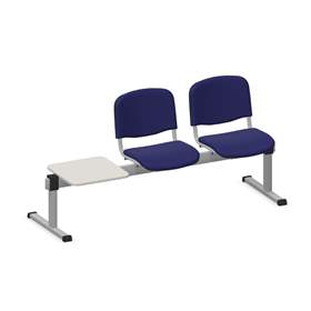 Sitzbank ISO 2 Sitze mit Ablagestisch, Länge 1780 mm, Sitz gepolstert, Farbe blau, Gestell Aluminium-Farbe