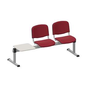 Sitzbank ISO 2 Sitze mit Ablagestisch, Länge 1780 mm, Sitz gepolstert, Farbe rot, Gestell Aluminium-Farbe