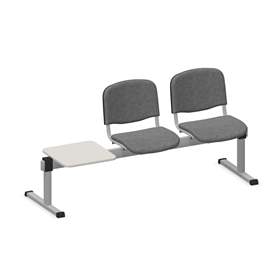 Sitzbank ISO 2 Sitze mit Ablagestisch, Länge 1780 mm, Sitz gepolstert, Farbe grau, Gestell Aluminium-Farbe
