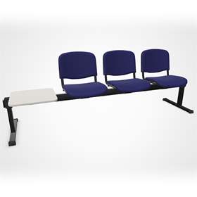 Sitzbank ISO 3 Sitze mit Ablagestisch, Länge 2345 mm, Sitz gepolstert, Farbe blau, Gestell schwarz