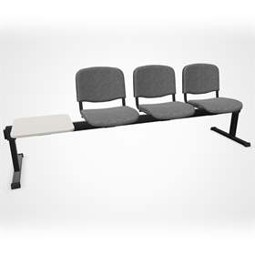 Lavice ISO trojsedák so stolíkom, dľžka 2345 mm, sedák čalúnený šedý, podnožie čierne