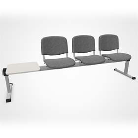 Lavice ISO trojsedák so stolíkom, dľžka 2345 mm, sedák čalúnený šedý, podnožie farba hliníková