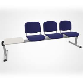 Sitzbank ISO 3 Sitze mit Ablagestisch, Länge 2345 mm, Sitz gepolstert, Farbe blau, Gestell schwarz