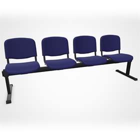 Sitzbank ISO 4 Sitze, Länge 2345 mm, Sitz gepolstert, Farbe blau, Gestell schwarz
