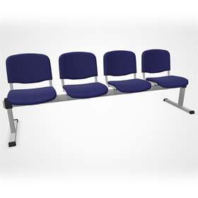 Sitzbank ISO 4 Sitze, Länge 2345 mm, Sitz gepolstert, Farbe blau, Gestell Aluminium-Farbe