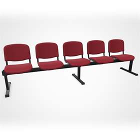 Lavice ISO päťsedák, dľžka 2910 mm, sedák čalúnený červený, podnožie čierne