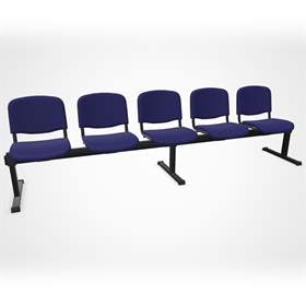 Sitzbank ISO 5 Sitze, Länge 2910 mm, Sitz gepolstert, Farbe blau, Gestell schwarz