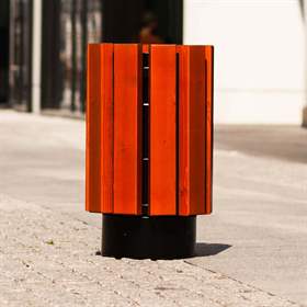 Abfallsammler Aten, Stahlgestell mit Massivholzleisten Farbton Mahagoni, Volumen 30 L