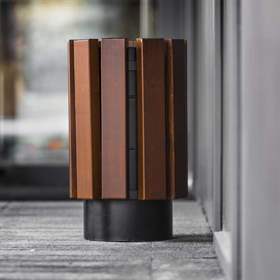 Abfallsammler Aten, Stahlgestell mit Massivholzleisten Farbton Palisander, Volumen 30 L