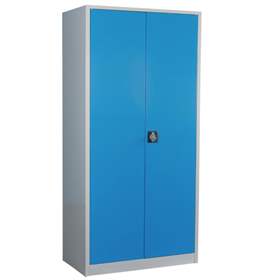 Dulap metalic cu uși batante - office steel furniture, HxLxl: 1950x1200x500 mm, 4 polițe 80 kg, culoare gri RAL7035 / albastră RAL5012