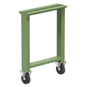 Werkbankfuß mit 2 Festräder 125 mm, Höhe 840 mm, grün RAL6011