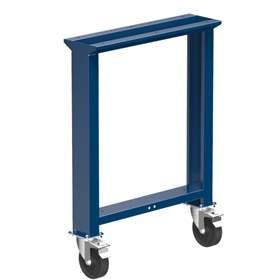 Werkbankfuß mit 2 Lenkräder 125 mm mit Feststeller, Höhe 840 mm, dunkelblau RAL5010