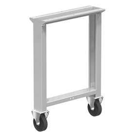 Werkbankfuß mit 2 Festräder 125 mm, Höhe 840 mm, grau RAL7035