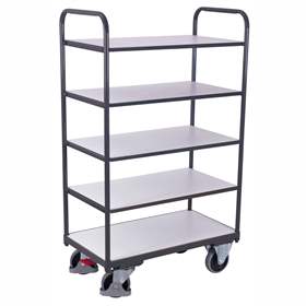 ESD - Etagenwagen VARIOfit, 5 Etagen, 1000 x 600 mm, Höhe 1524 mm, Tragfähigkeit 250 kg