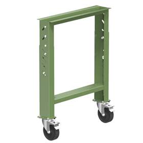 Werkbankfuß mit 2 Lenkräder 125 mm mit Feststeller, Höhe verstalbar 660-1025 mm, grün RAL6011