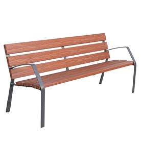 Parkbank CITY, wartungsfrei, mit Kunststoffleisten, Farbe Mahagon, Länge 1,8 m