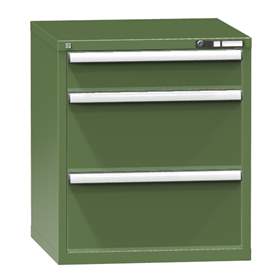 Dílenská skříňka KOMBI, v x š x h: 840 x 731 x 780 mm, 3 x zásuvka, barva zelená RAL6011