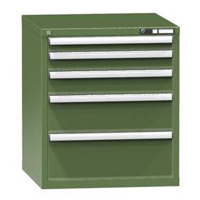 Werk-Schubladenschrank KOMBI, HxBxT: 840 x 731 x 780 mm, 5 x Schubladen, grün RAL6011