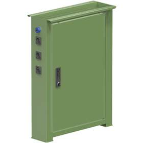 Elektropneumatischer Werkbankfuß, 3 Steckdosen 230V, Pneumatikanschluss, H: 840 mm, T: 703 mm, grün RAL6011