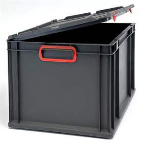 Euro přepravka CYCLE se sklopným víkem, 600x400x320 mm, barva antracit-červená