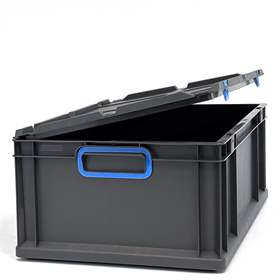 Eurobox CYCLE mit Klappdeckel, 600x400x220 mm,  Farbe anthrazit-blau