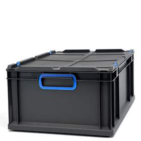 Ladă din plastic CYCLE cu capac cu prindere rapidă, 600x400x220 mm, antracit-albastră