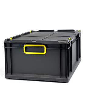 Eurobox CYCLE mit Auflagedeckel, 600x400x220 mm,  Farbe anthrazit-gelb