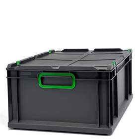 Eurobox CYCLE mit Auflagedeckel, 600x400x220 mm,  Farbe anthrazit-grünn