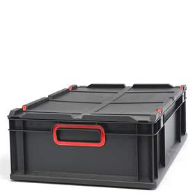 Euro přepravka CYCLE s nasazovacím víkem, 600x400x170 mm, barva antracit-červená