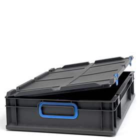 Euro přepravka CYCLE se sklopným víkem, 600x400x120 mm, barva antracit-modrá