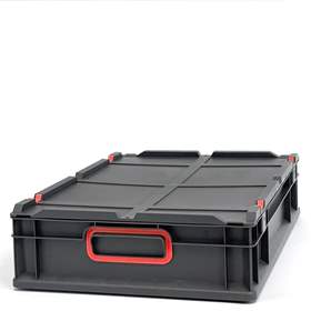 Euro přepravka CYCLE s nasazovacím víkem, 600x400x120 mm, barva antracit-červená
