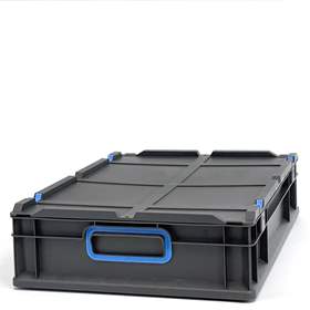 Ladă din plastic CYCLE cu capac cu prindere rapidă, 600x400x120 mm, antracit-albastră