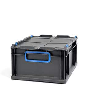 Ladă din plastic CYCLE cu capac cu prindere rapidă, 400x300x170 mm, antracit-albastră