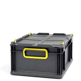 Euro přepravka CYCLE s nasazovacím víkem, 400x300x170 mm, barva antracit-žlutá