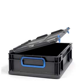 Ladă din plastic CYCLE cu capac rabatabil, 400x300x120 mm, antracit-albastră