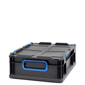 Ladă din plastic CYCLE cu capac cu prindere rapidă, 400x300x120 mm, antracit-albastră